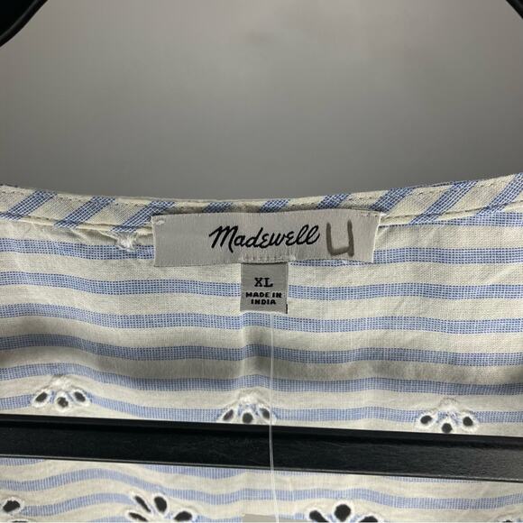 NWT MADEWELL Eyelet Button Front Shirt in Stripe Blue White XL - Picture 6 of 6